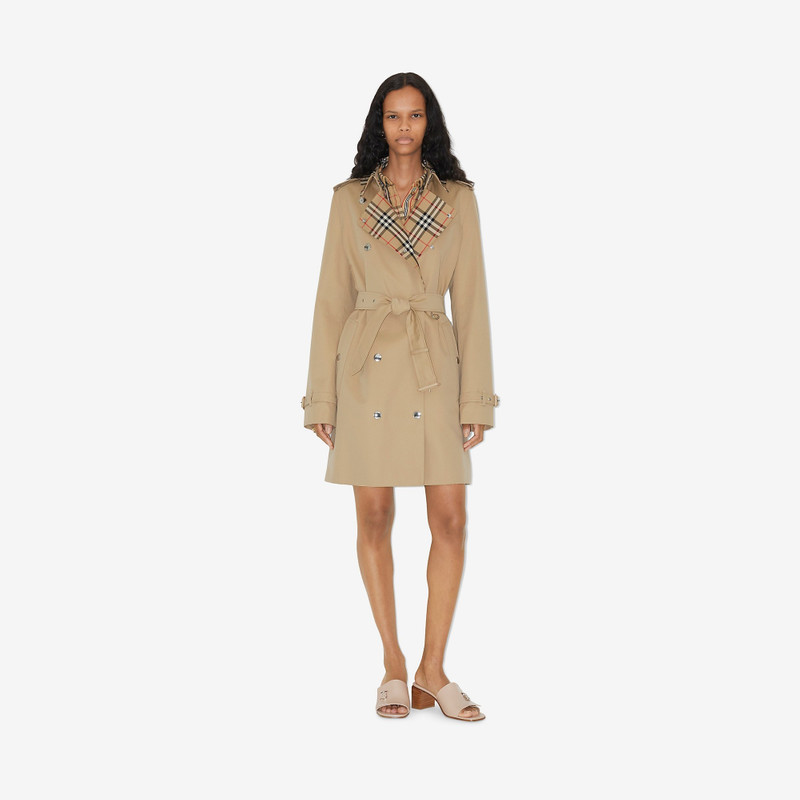 Burberry Check Trim Cotton Gabardine Trench Coat outlook