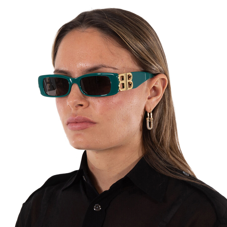 Balenciaga Grey Rectangular Ladies Sunglasses BB0096S 006 51 - 2