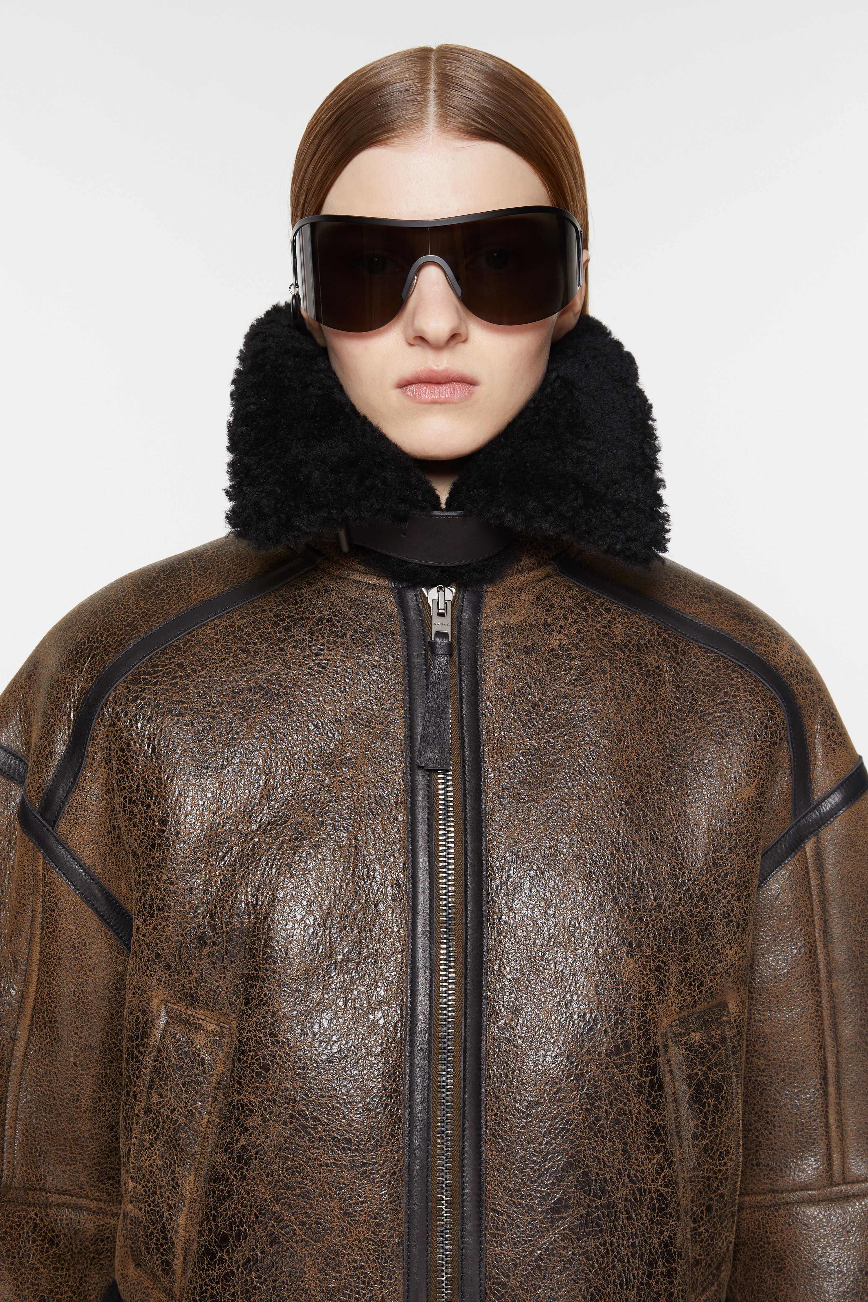 Shearling jacket - Dark brown/black - 5