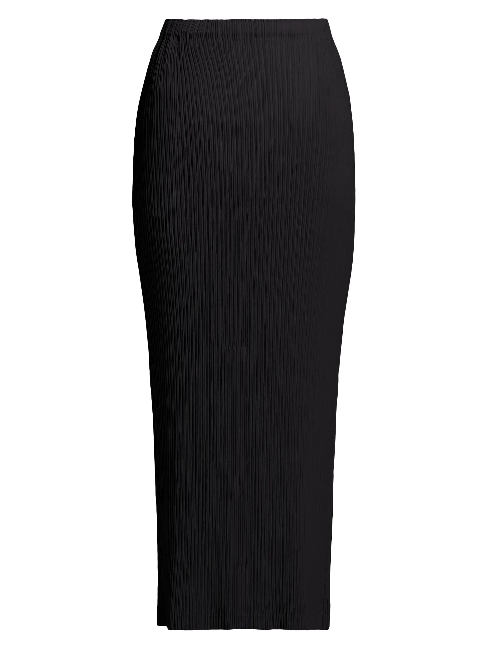 Women's Hatching Pleats Maxi Skirt - Black - 1