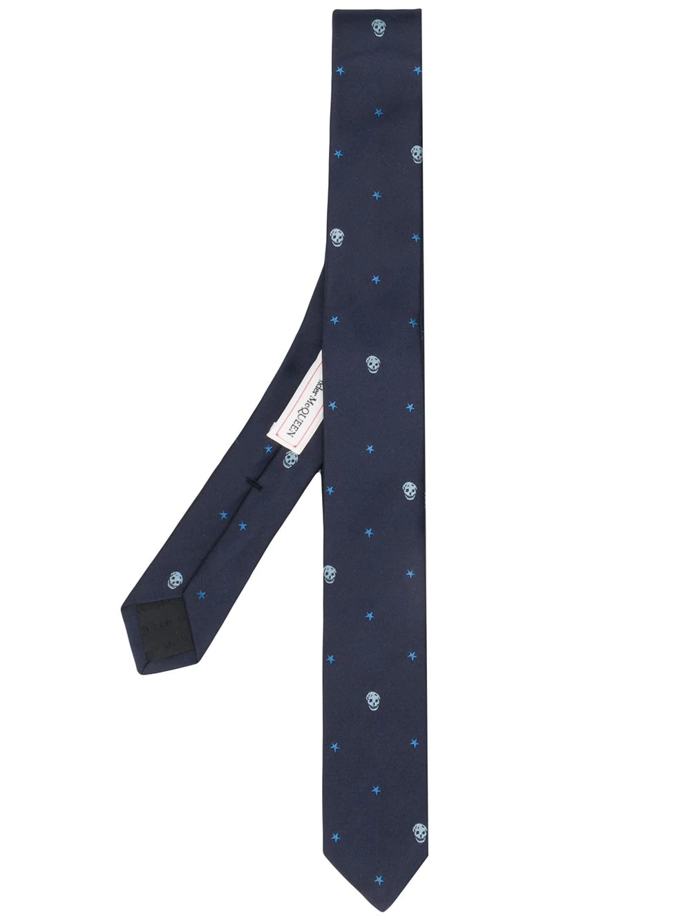 skull and star embroidered tie - 1