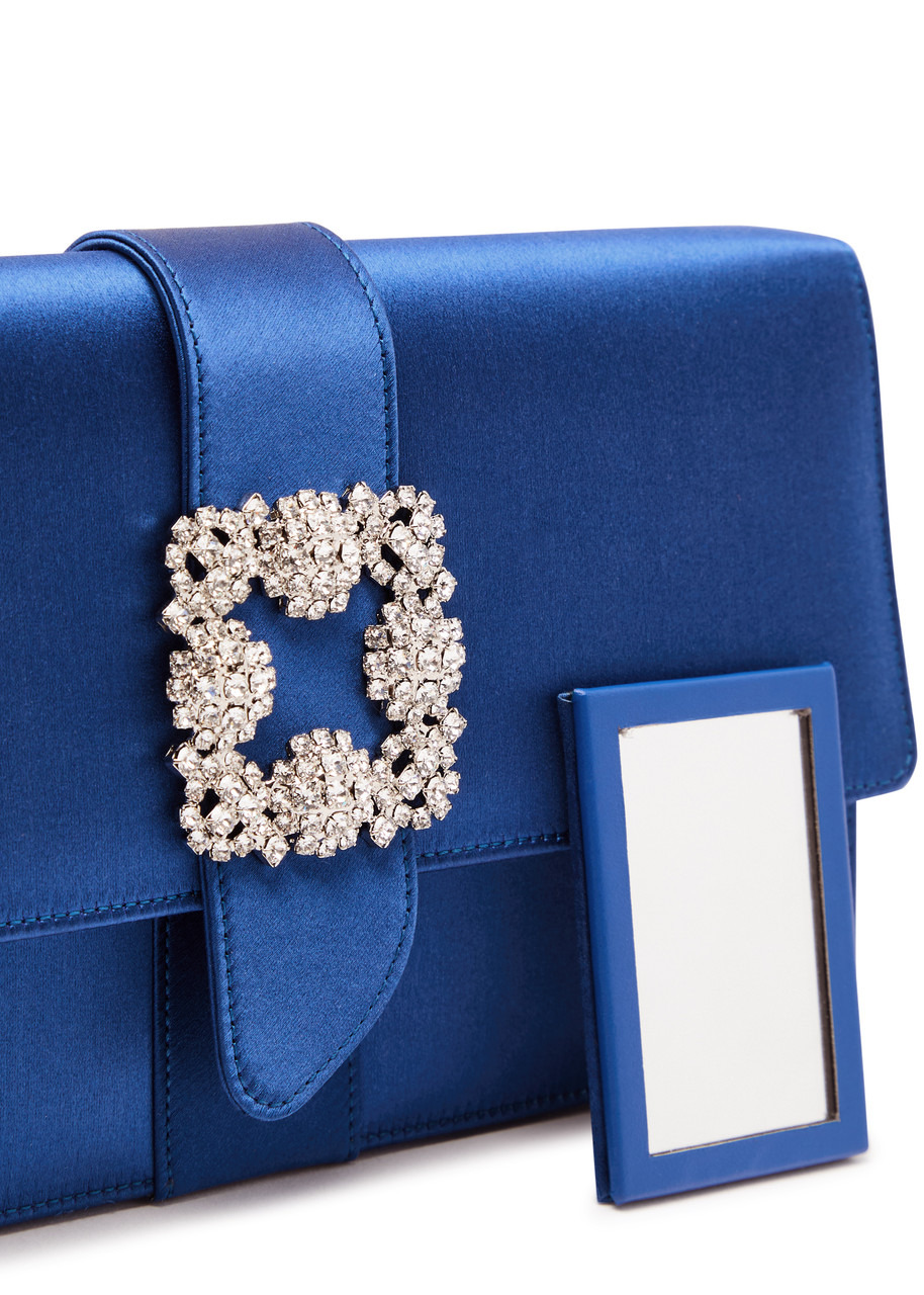 Manolo Blahnik Capri Crystal-embellished Satin Clutch - 3