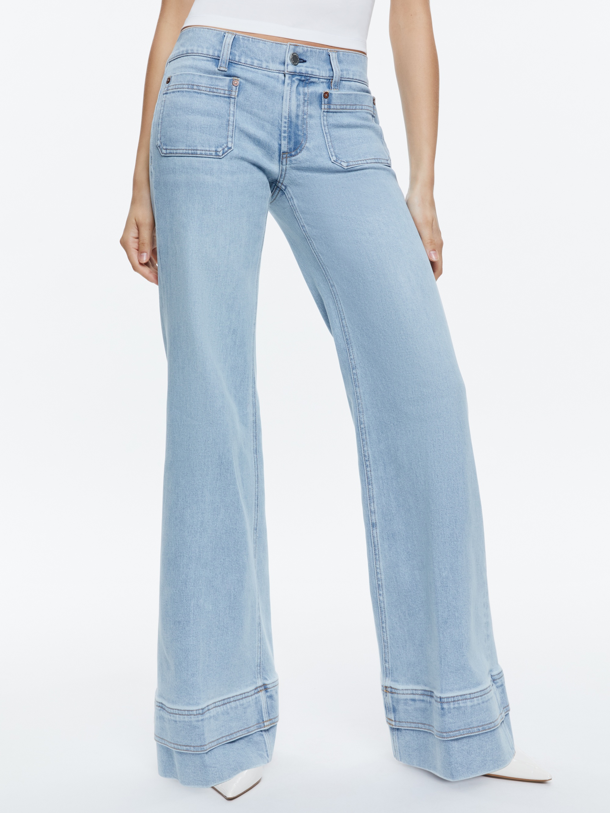 BRIAN PATCH POCKET WIDE LEG DOUBLE HEM JEAN - 2