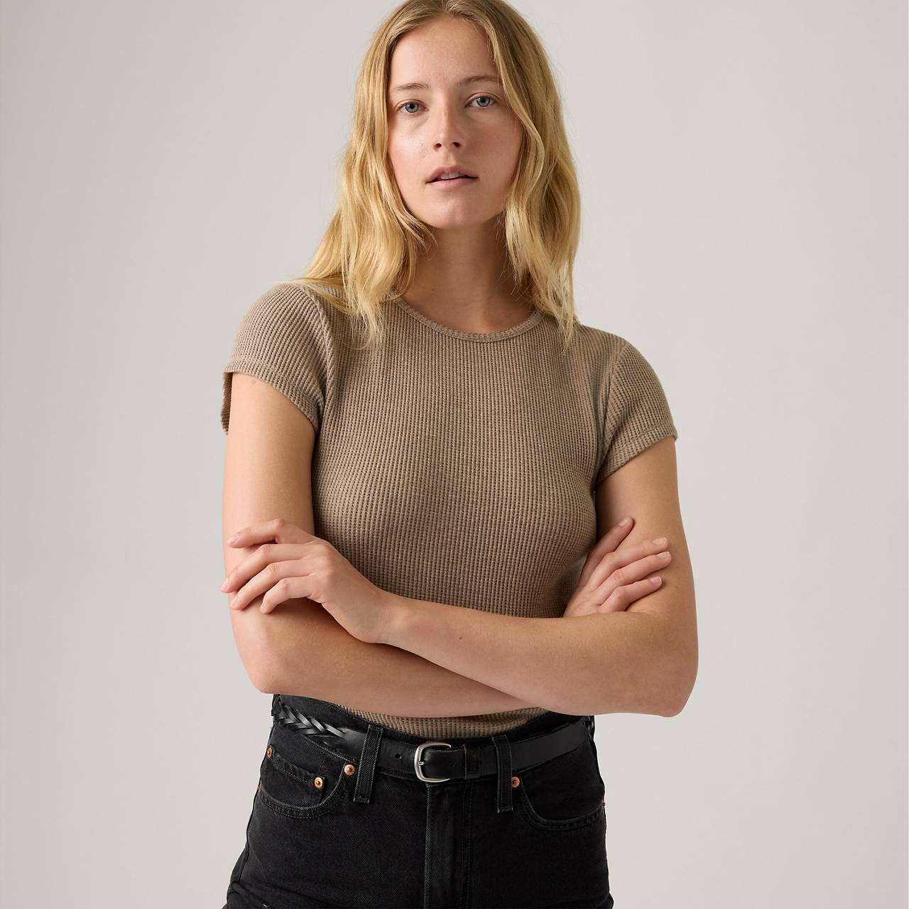 DRY GOODS WAFFLE CAP-SLEEVE TEE - 3