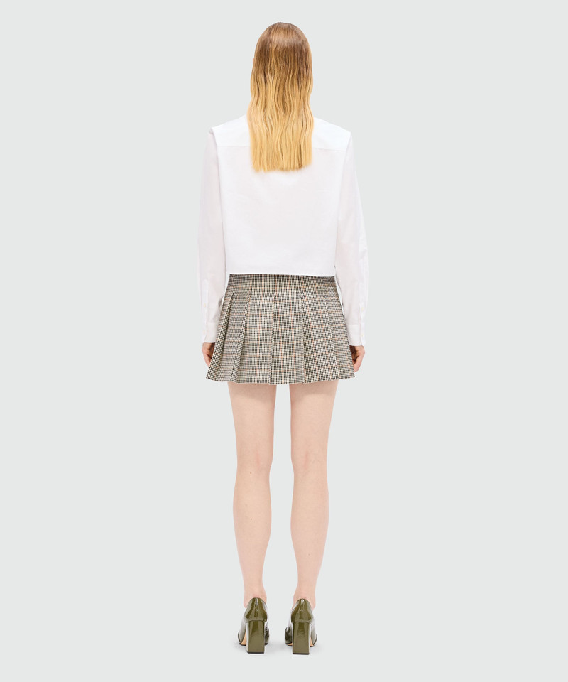 Ivory pleated miniskirt in micro check 3
