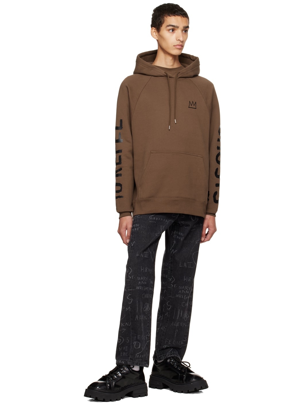 Brown Jean-Michel Basquiat Racing Self-Portrait Hoodie - 4