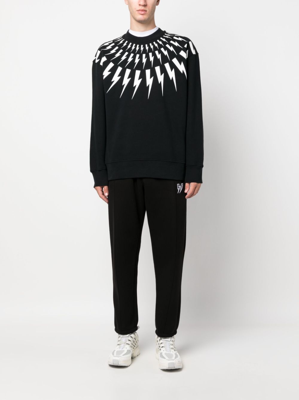 Thunderbolt-print cotton sweatshirt - 3