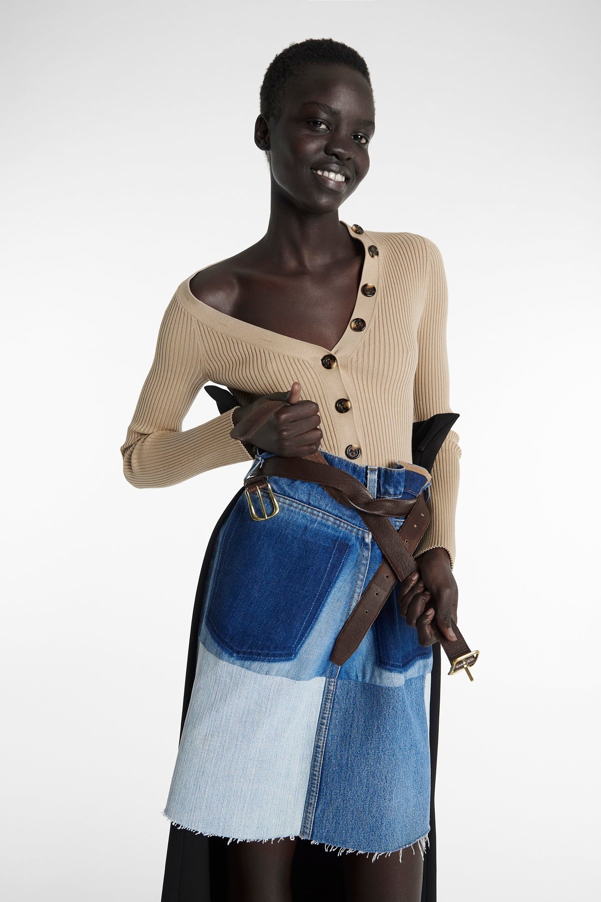 UPCYCLED DENIM SKIRT WITH PANT DETAIL BLUE - 4
