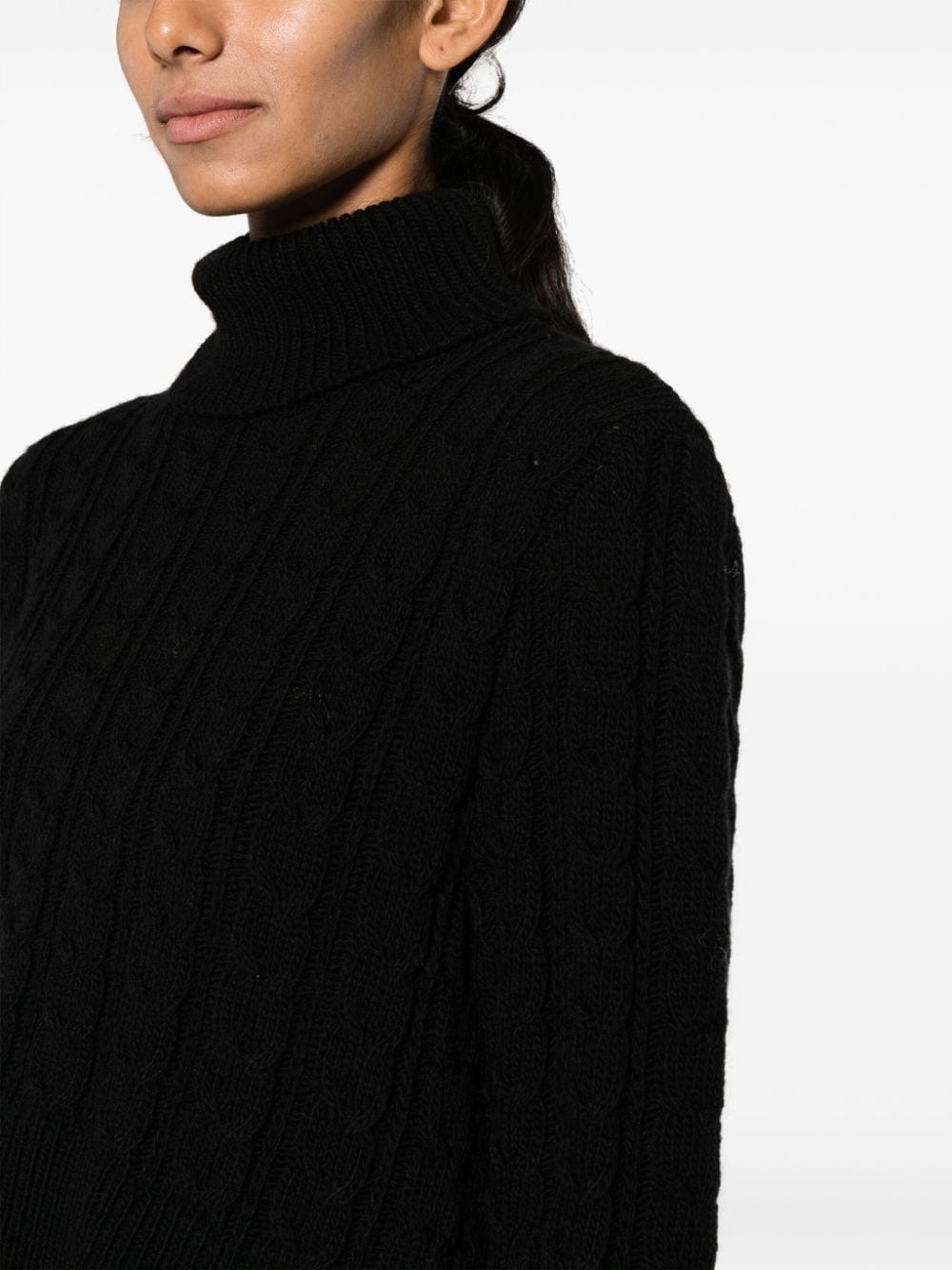 cable-knit roll-neck jumper - 5