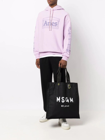 MSGM paint brushed-logo shopper bag outlook