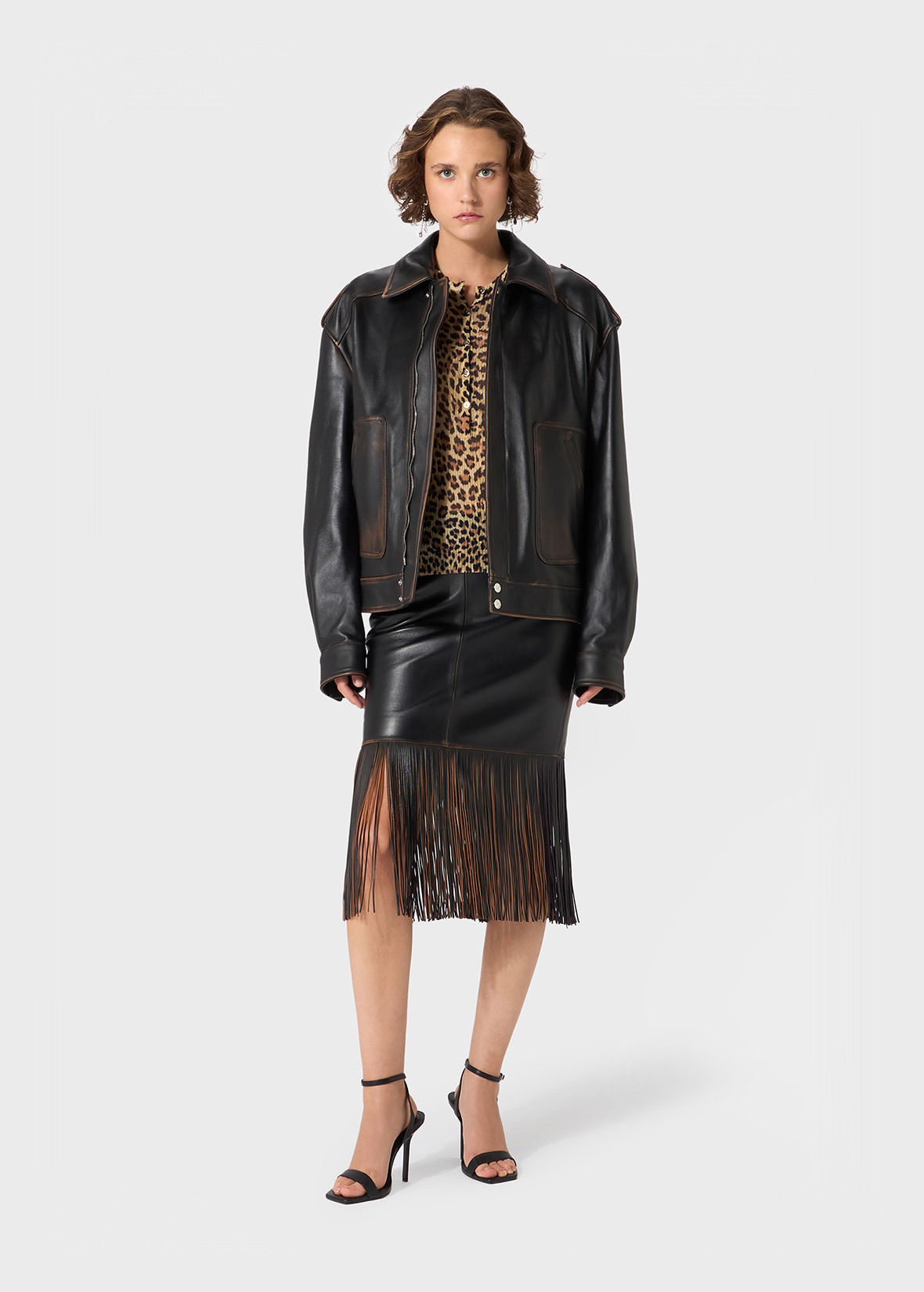 LEATHER SKIRT WITH FRINGES - 2
