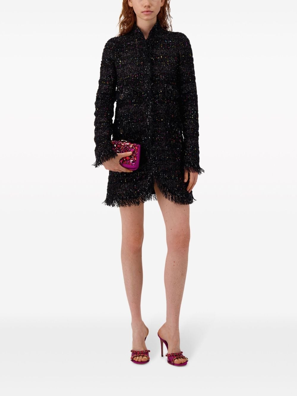 sequin-detail tweed minidress - 2