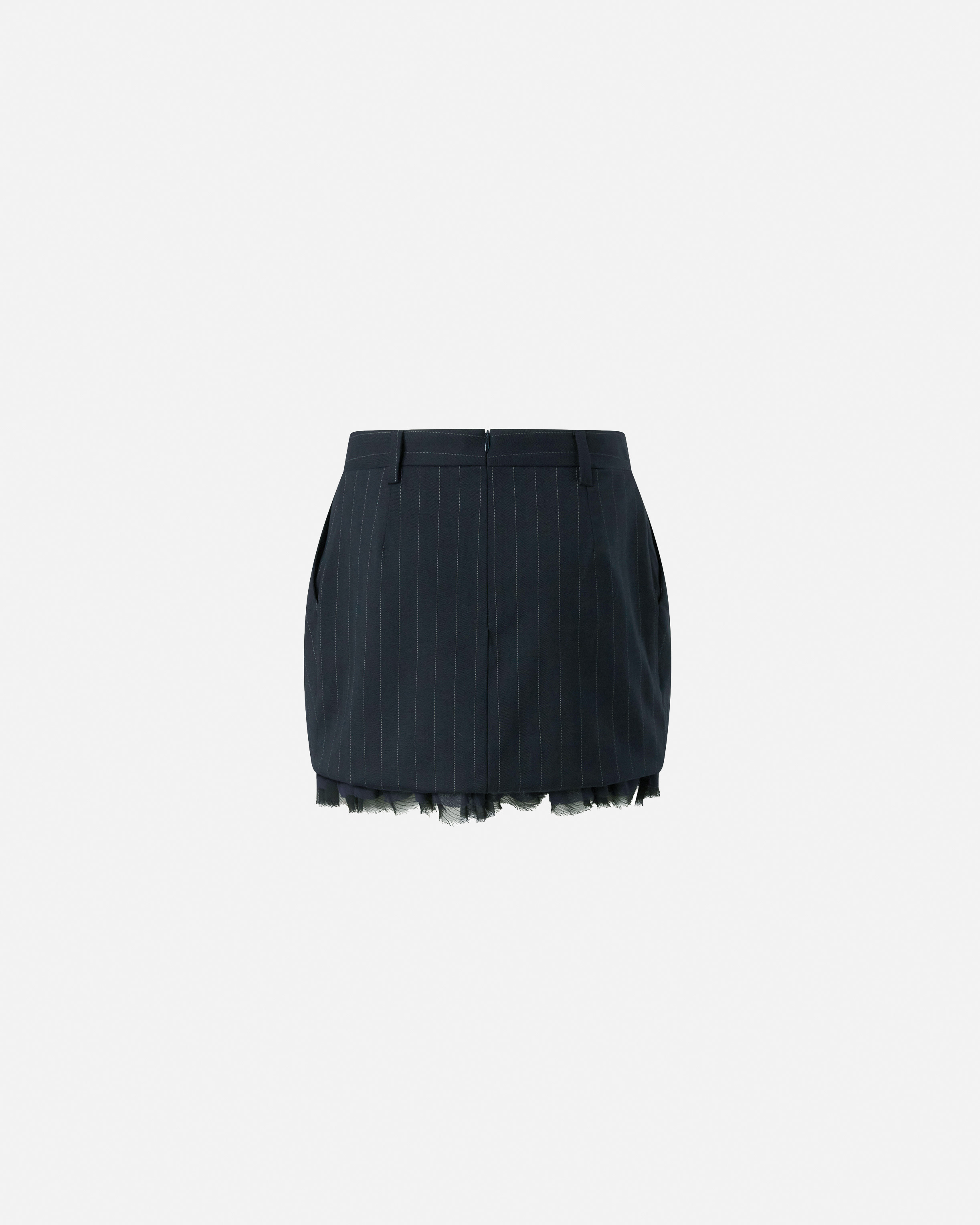 PINSTRIPE MINISKIRT WITH FRINGED HEM - 6