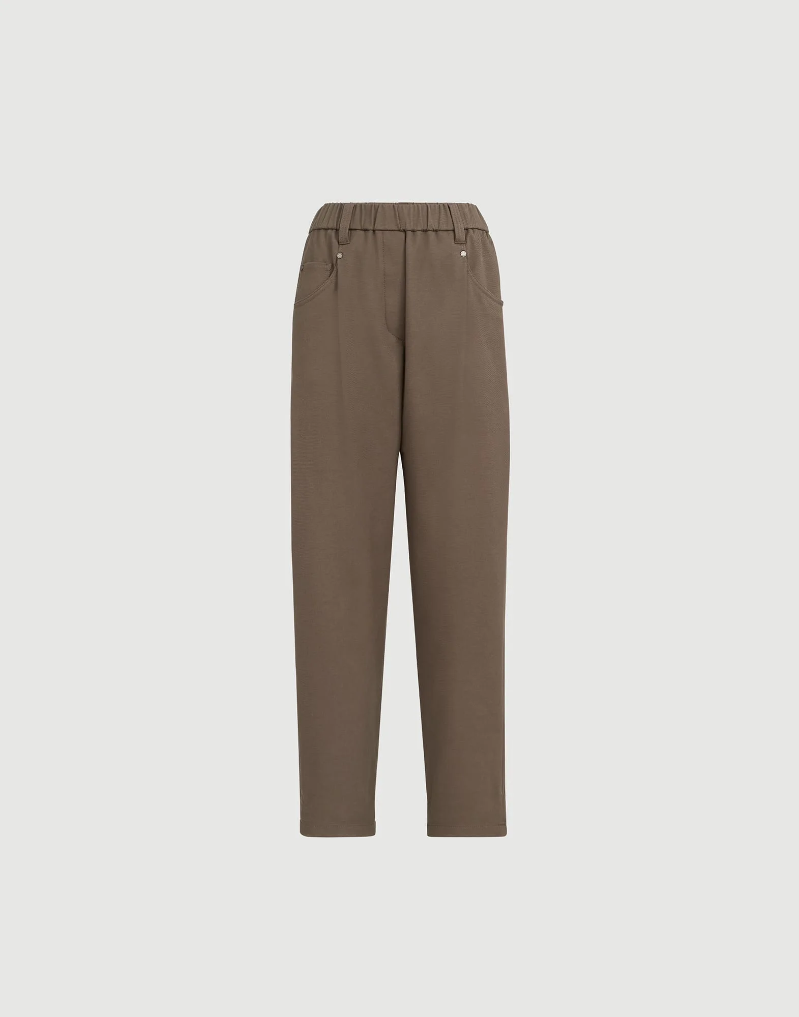 Stretch cotton cover baggy pull-on trousers with shiny bartack - 1