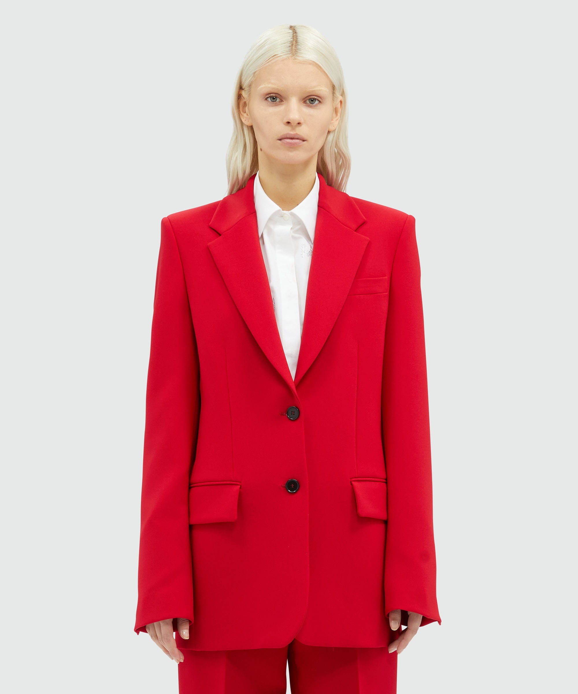 Red woolen tailored jacket - 2