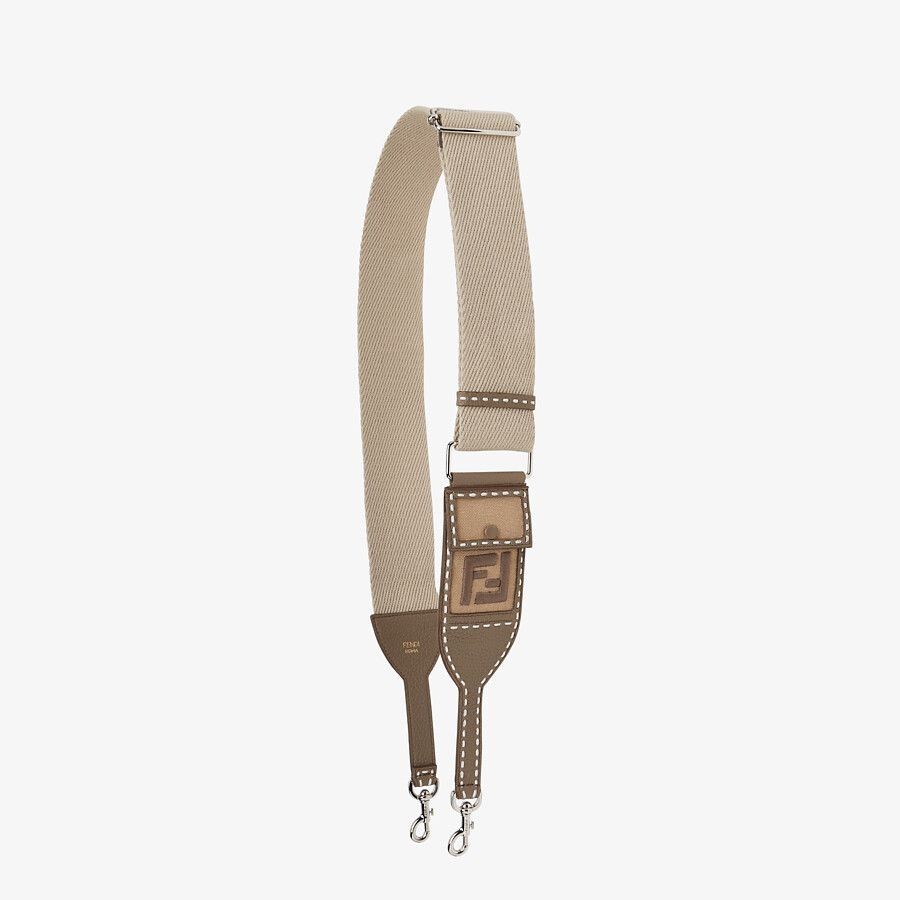Beige and gray ribbon shoulder strap - 1
