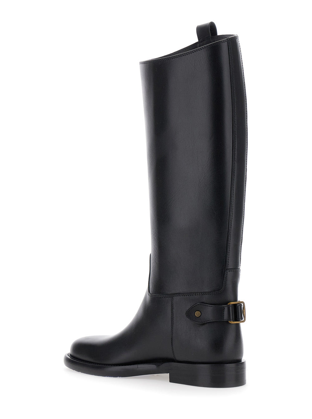 Burberry Women Black Boots With Side Logo Plaque In Leather Woman - 3