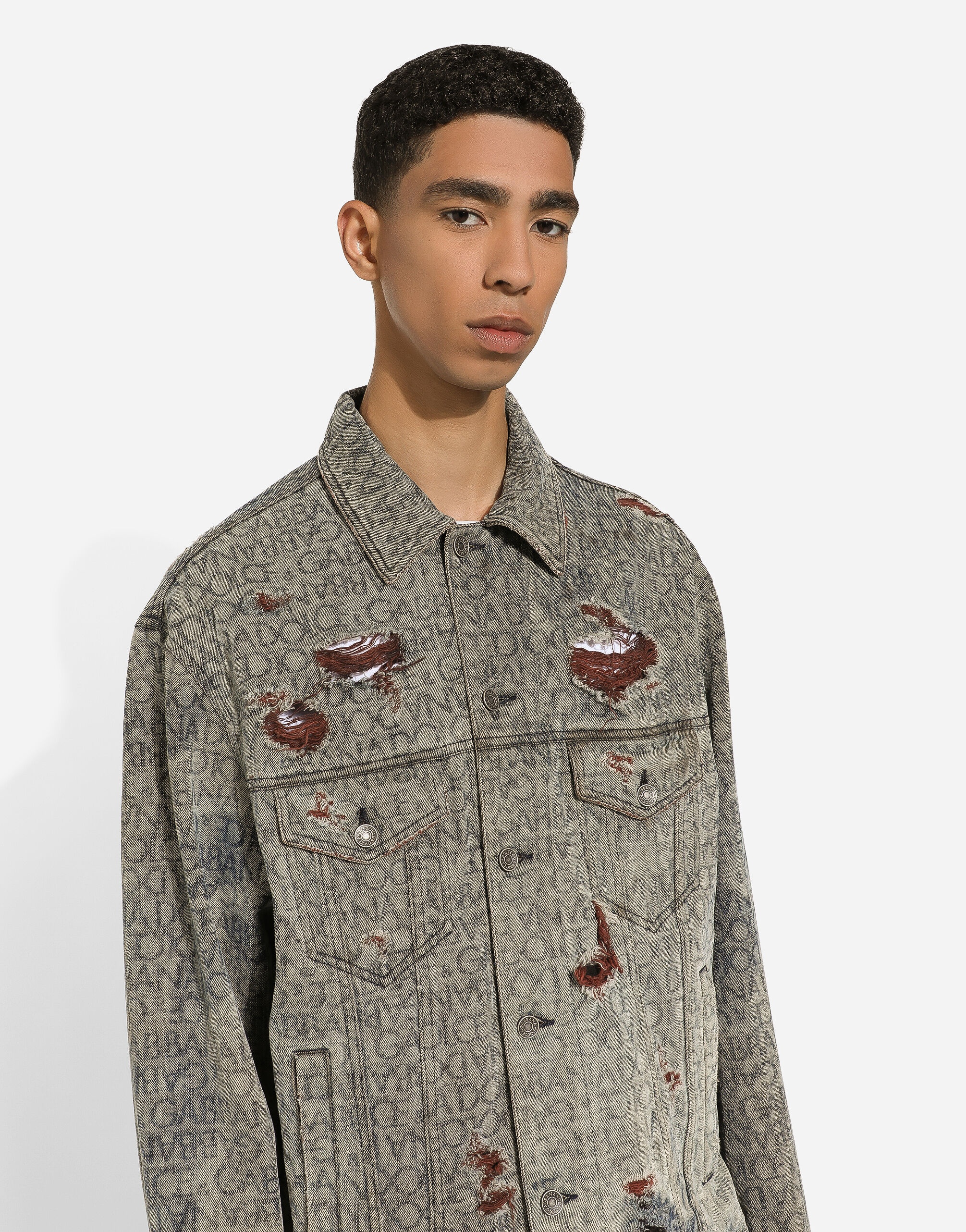 Denim jacket with laser-etched Dolce&Gabbana logo - 4