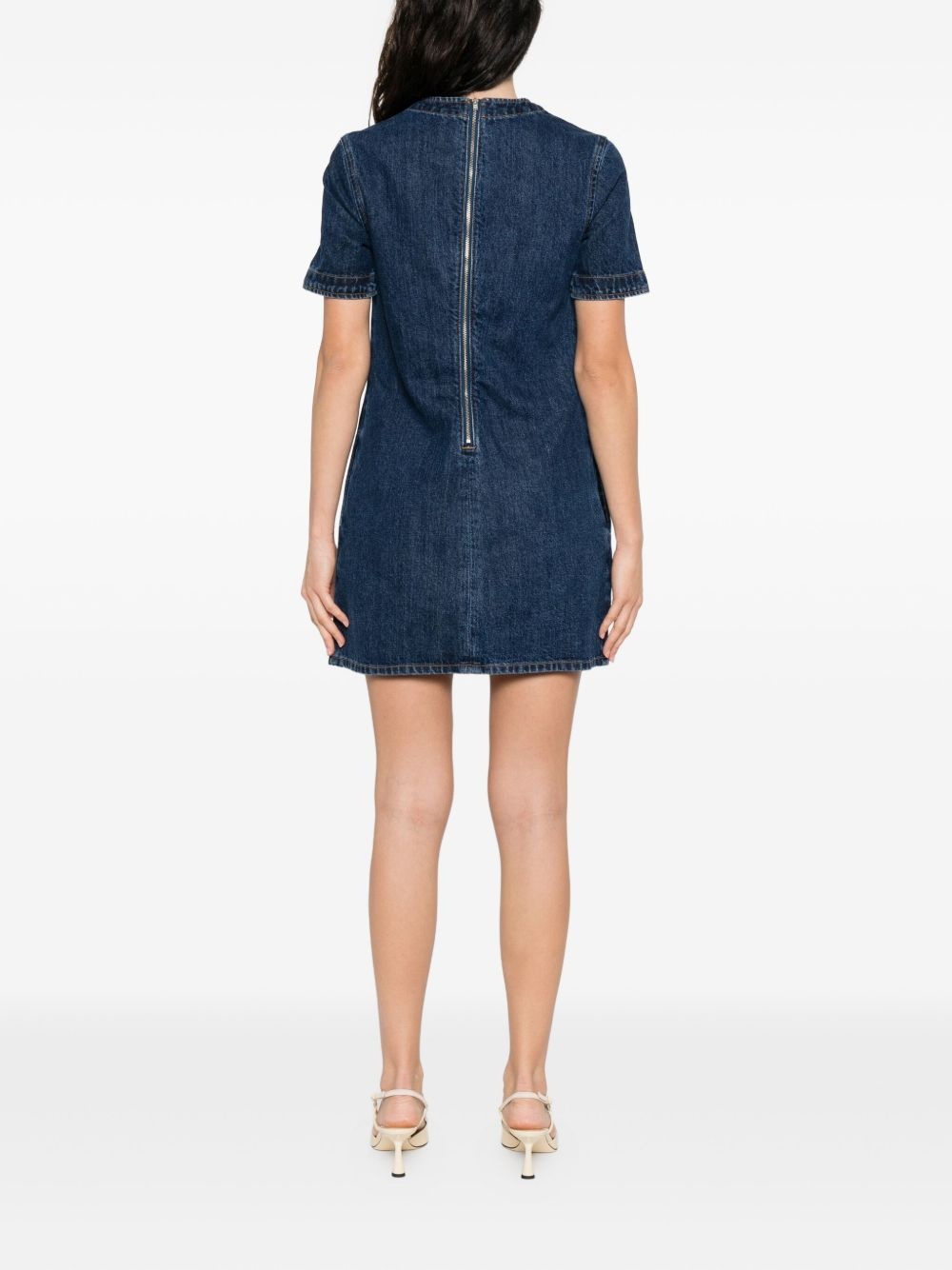 bow-embellished denim dress - 4