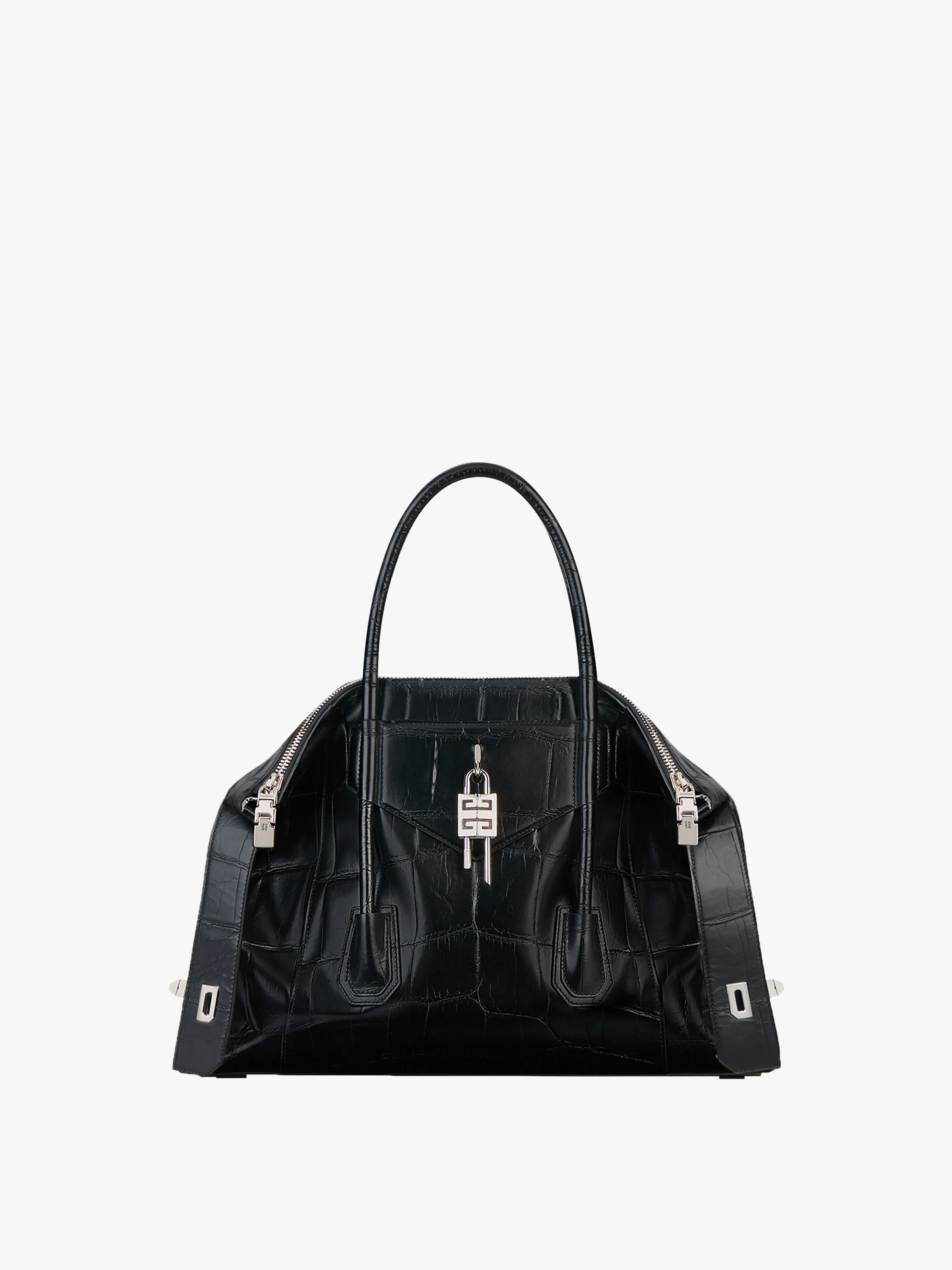 MEDIUM ANTIGONA SOFT LOCK BAG IN CROCODILE EFFECT LEATHER - 1