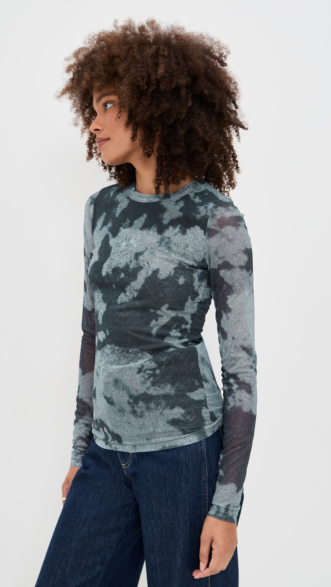Yana Printed Mesh Long Sleeve Tee - 3