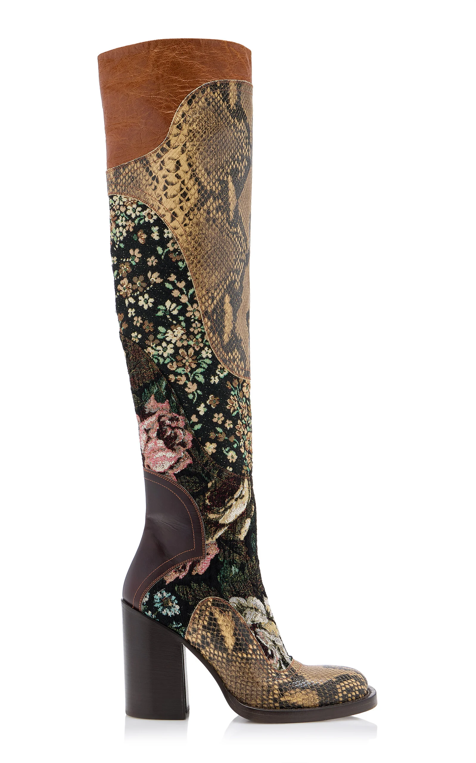 Forest Patchwork Leather Boots - 1