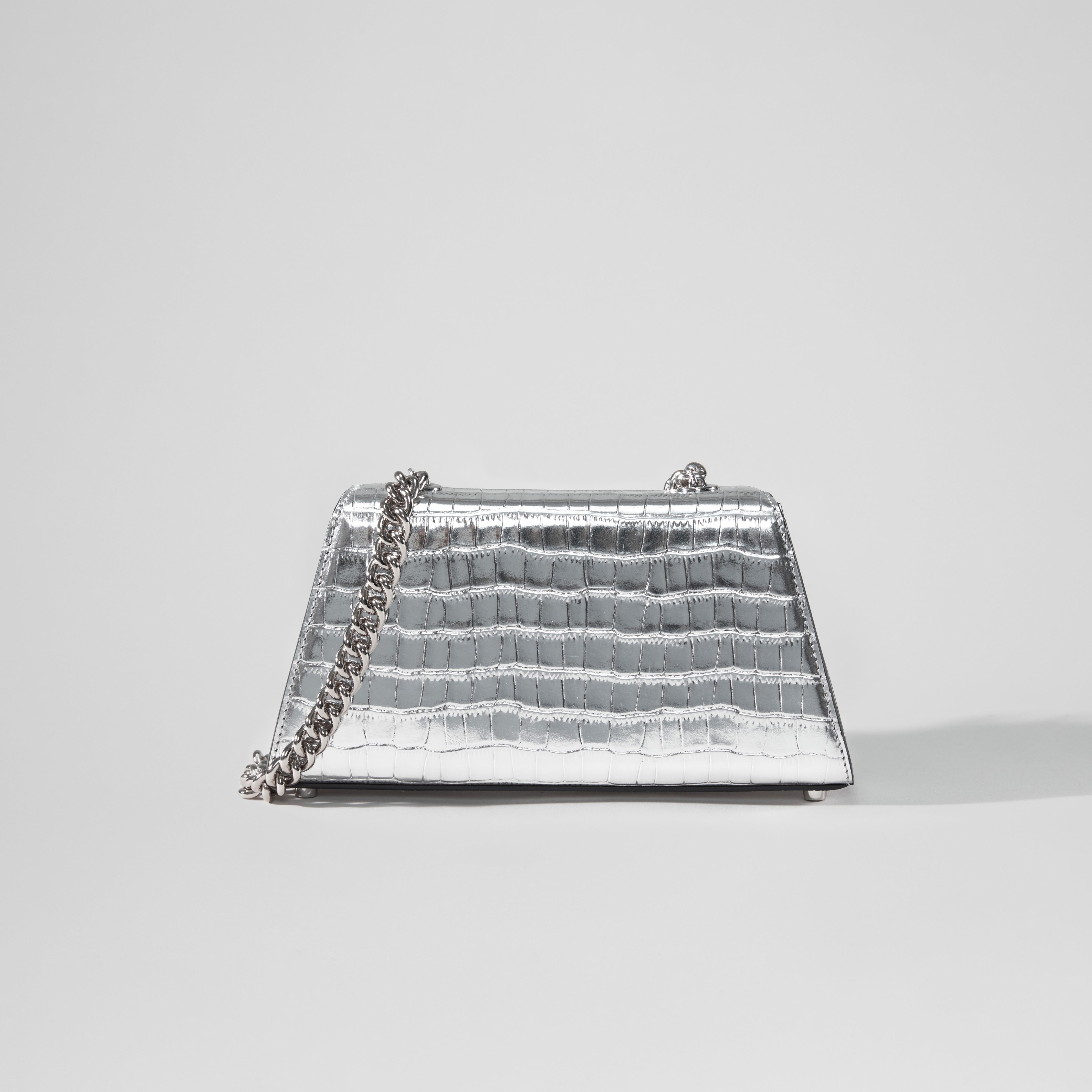 Silver Croc Bow Mini Shoulder Bag - 3