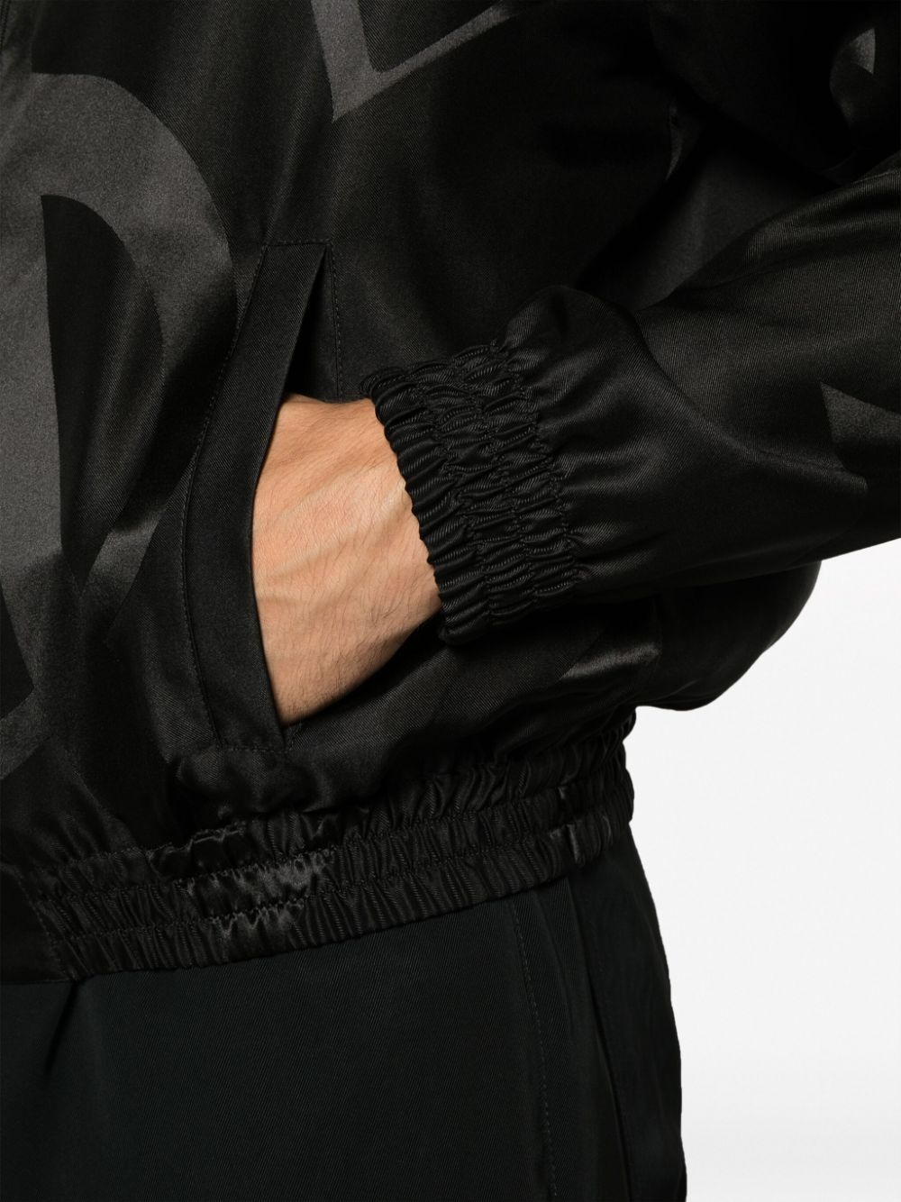 logo-print tonal silk jacket - 5