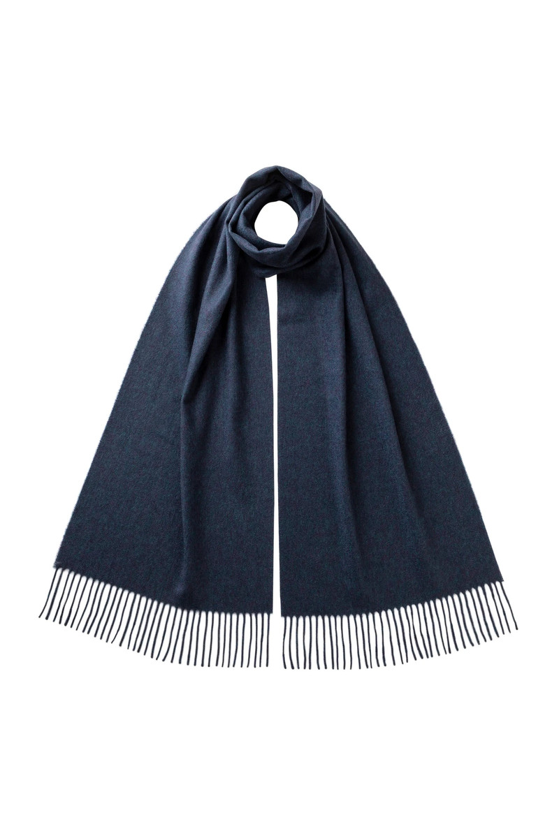 Navy Wide Cashmere Scarf 1