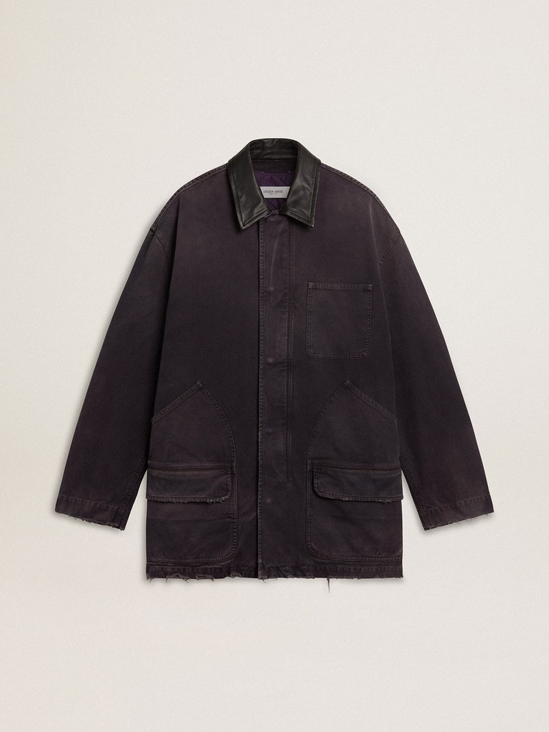 Men's denim 재킷은 흥분된 세부사항과 가죽 고리를 가진 재킷을 칩니다 1