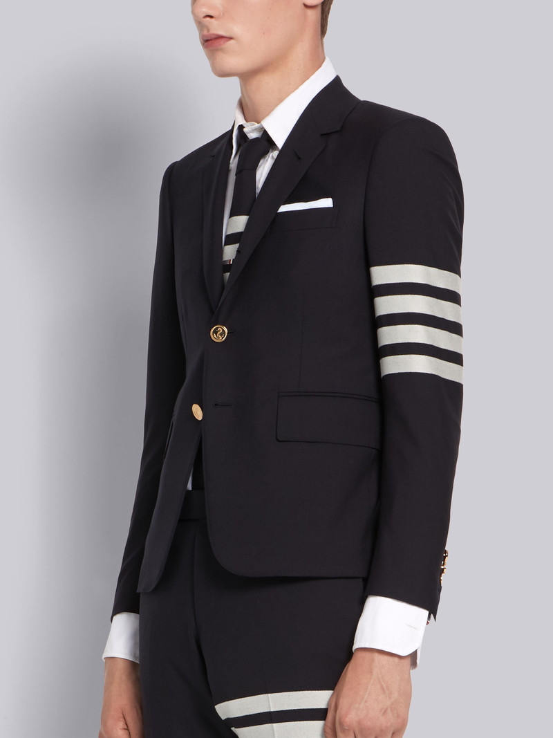 Thom Browne Navy Plain Weave 4-Bar High Armhole Sport Coat outlook
