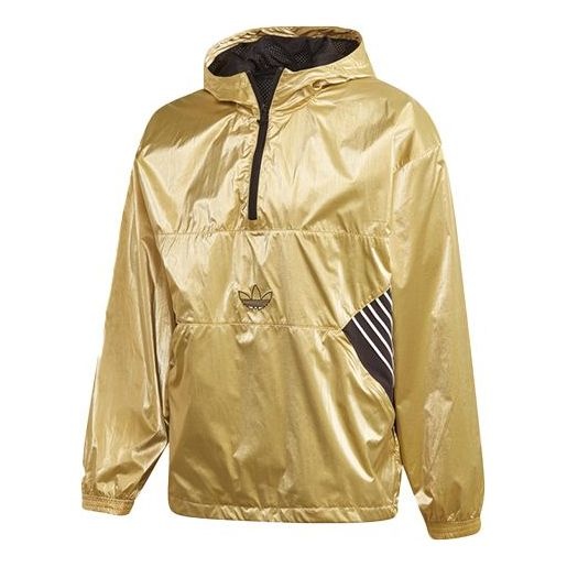 adidas originals TLM 02 WB Gold Half Zipper Pullover hooded Double Sided Windbreaker Jacket Gold Col - 1