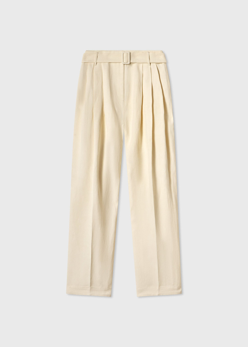 Belted Pleated Pant in Viscose Linen 1