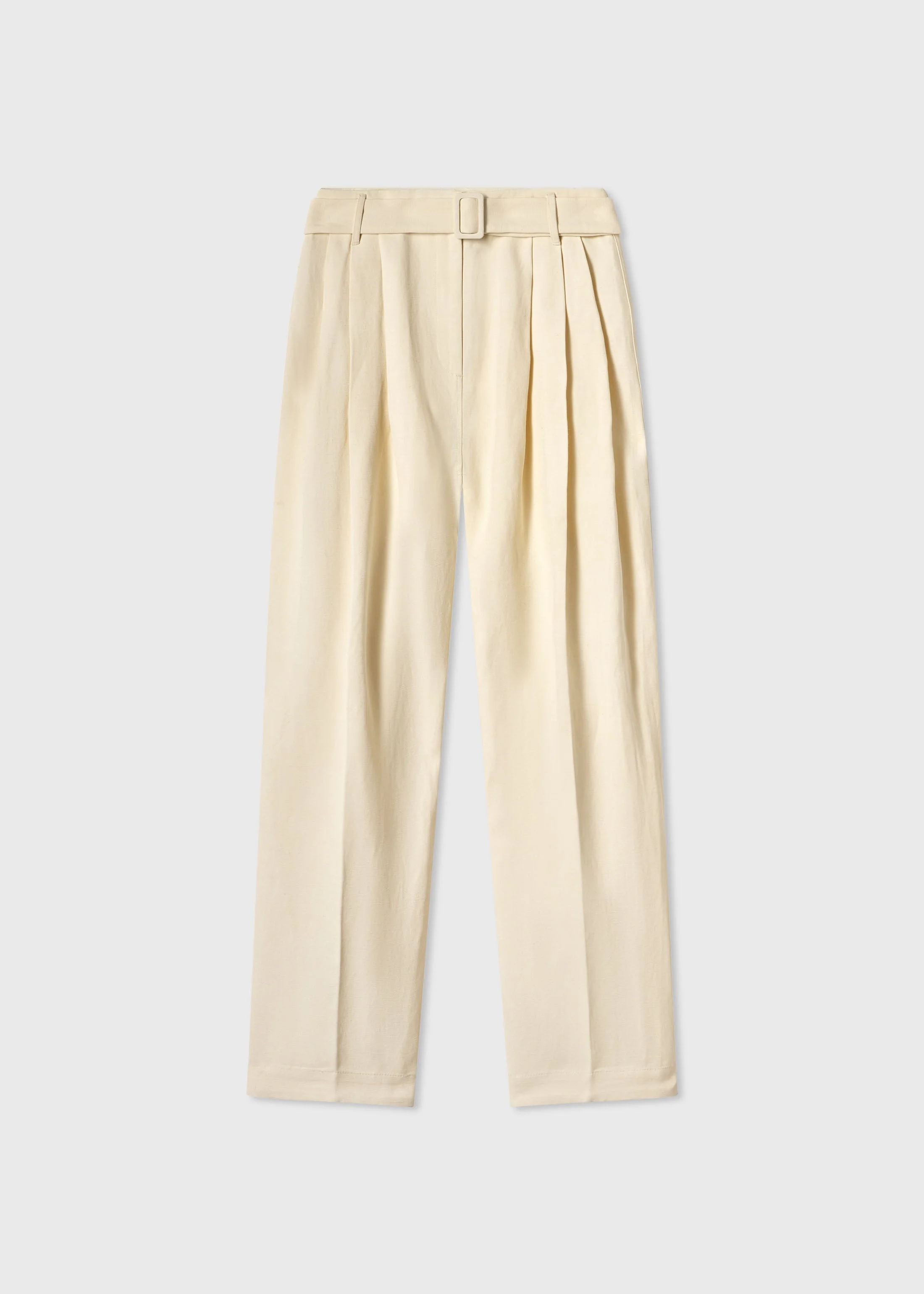 Belted Pleated Pant in Viscose Linen - 1