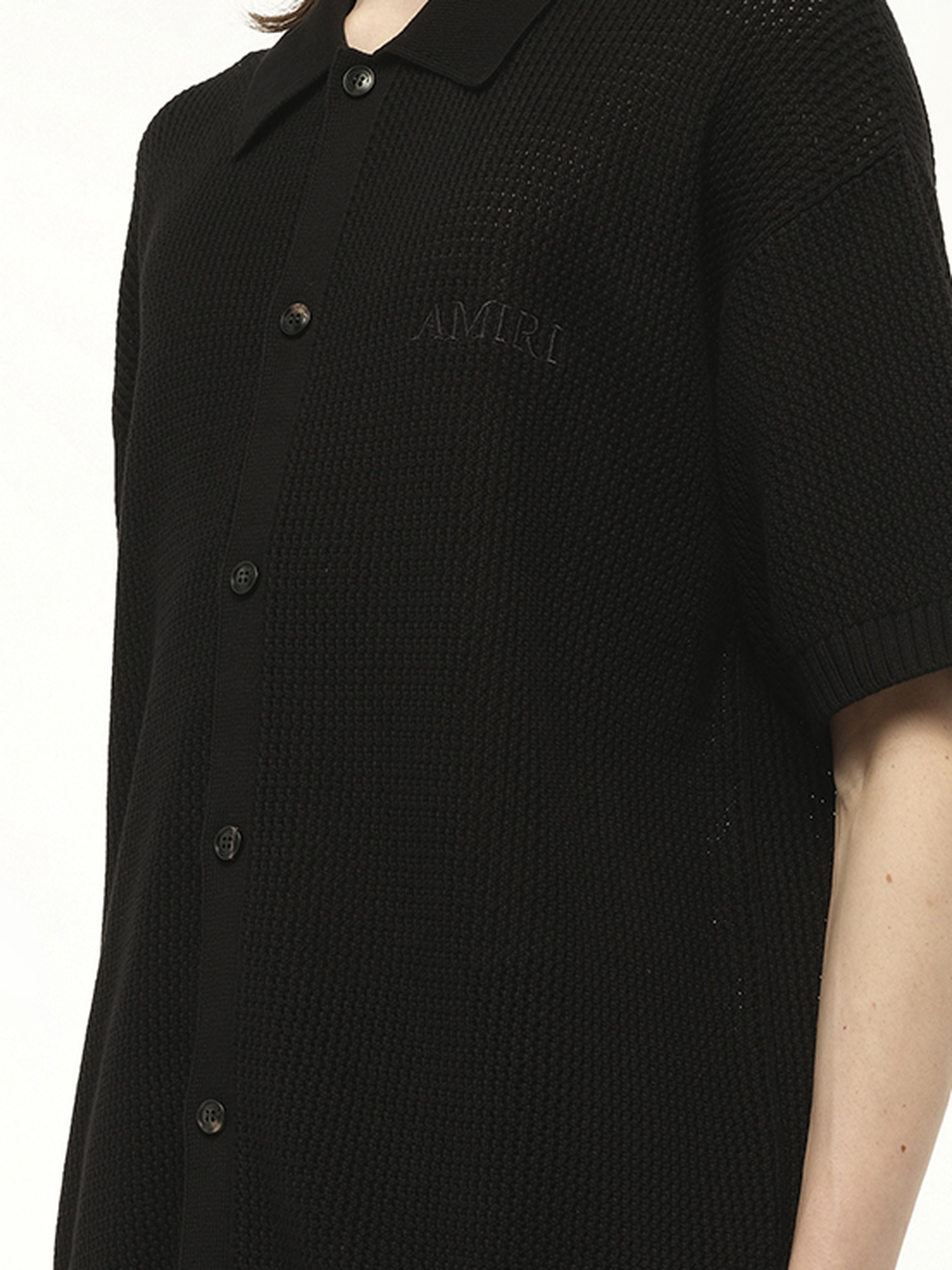 Amiri Crochet Mesh Shirt in Black - 3
