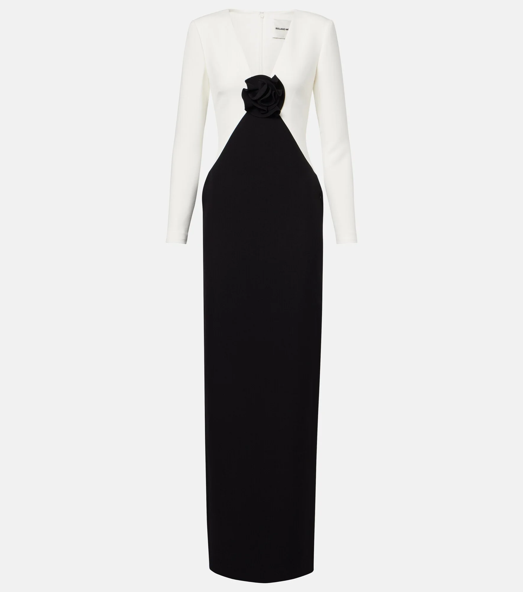 Floral-appliqué crêpe gown - 1