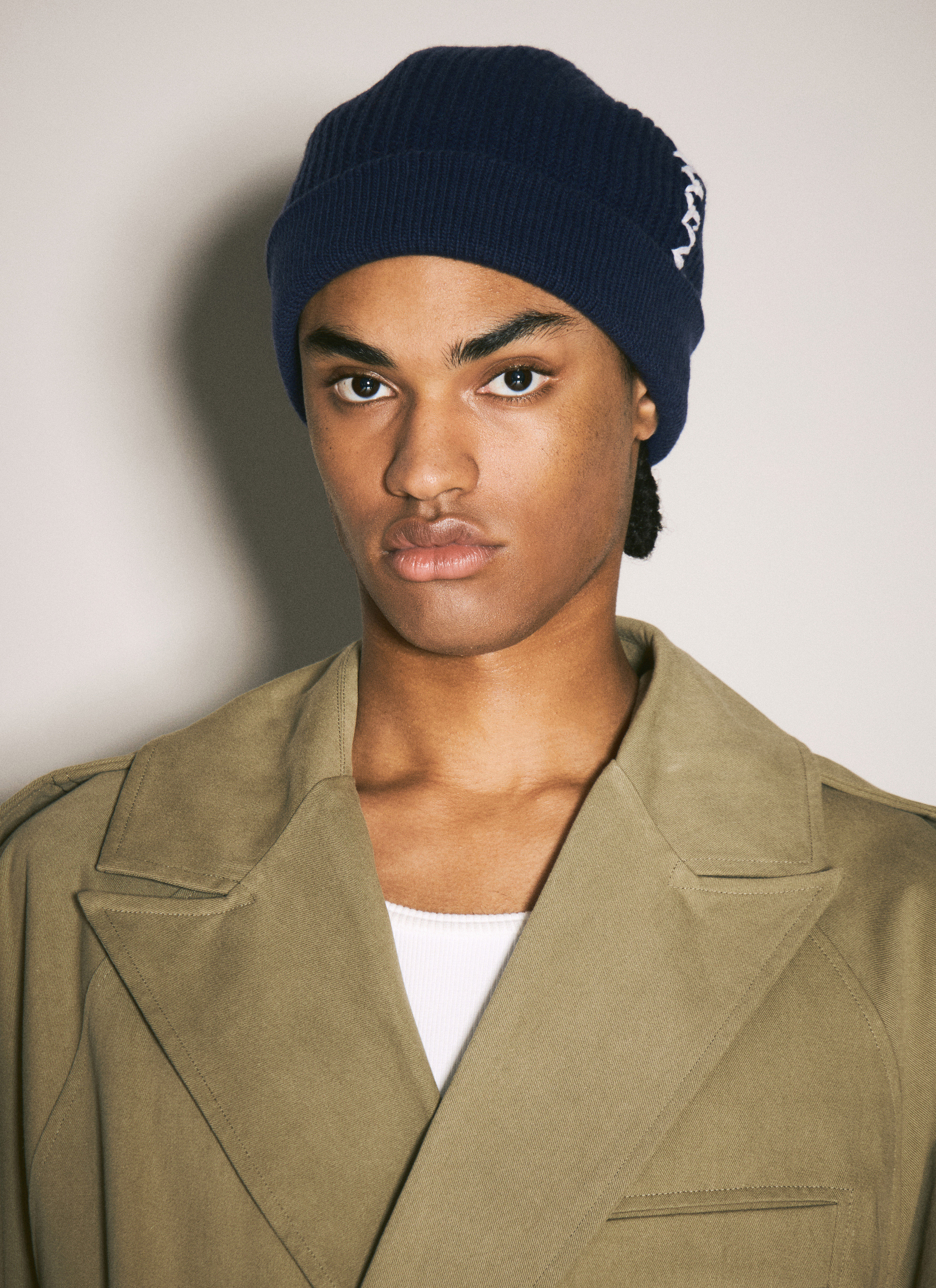 Marni Men Hand-Embroidered Logo Beanie Hat - 4