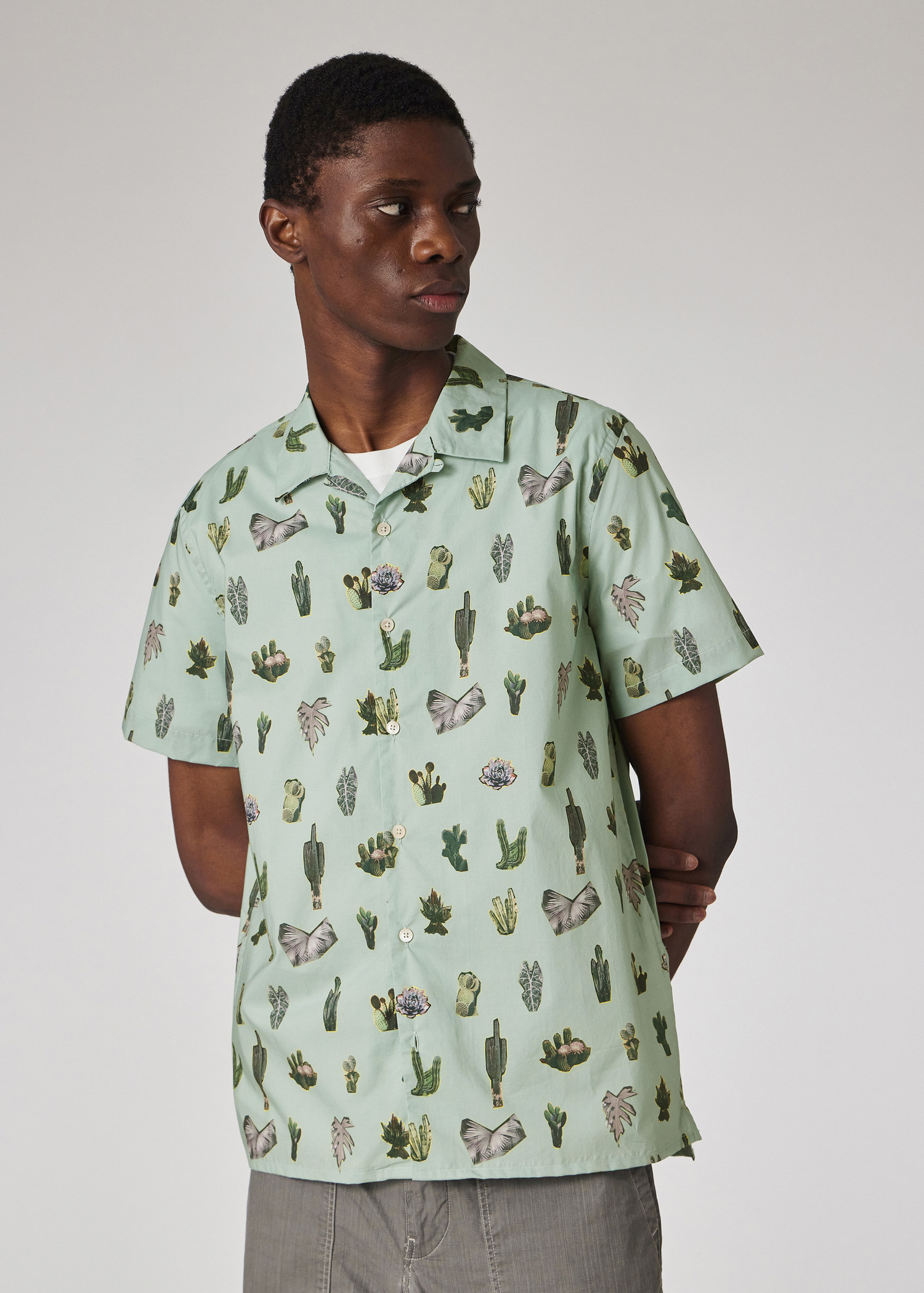 Pale Green Short Sleeve Prickly Pear Shirt - 5