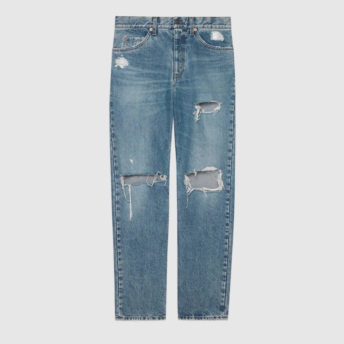 Ripped eco bleached organic denim pant - 1