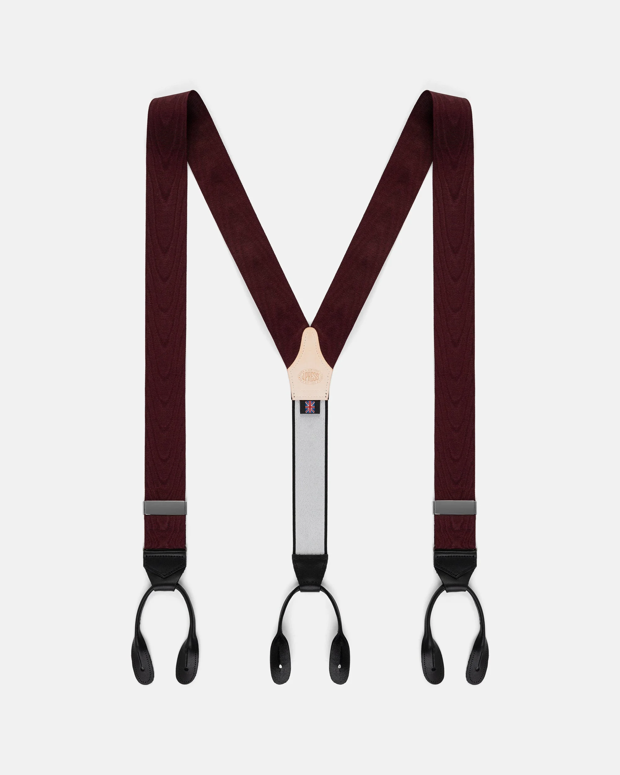 MADE-IN-ENGLAND WINE SILK MOIRE BRACES - 1