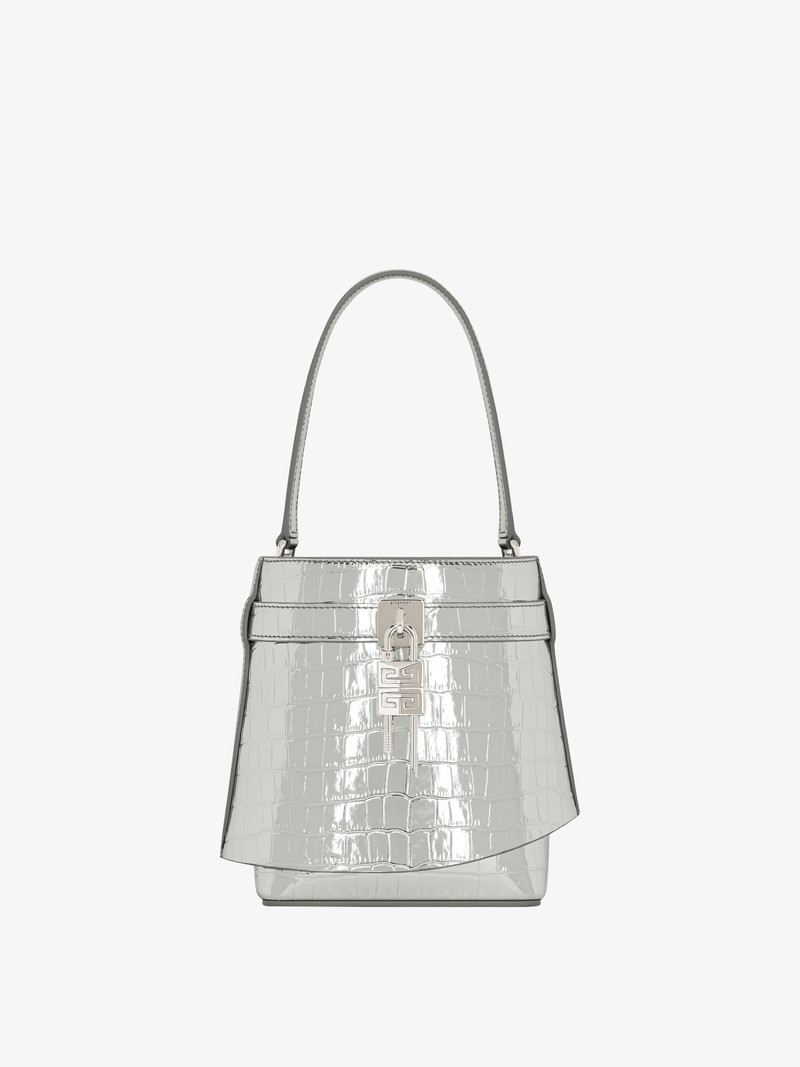 SHARK LOCK BUCKET BAG IN CROCODILE EFFECT LEATHER 1