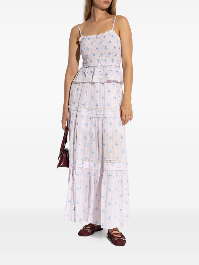 LoveShackFancy floral-lace smocked top outlook