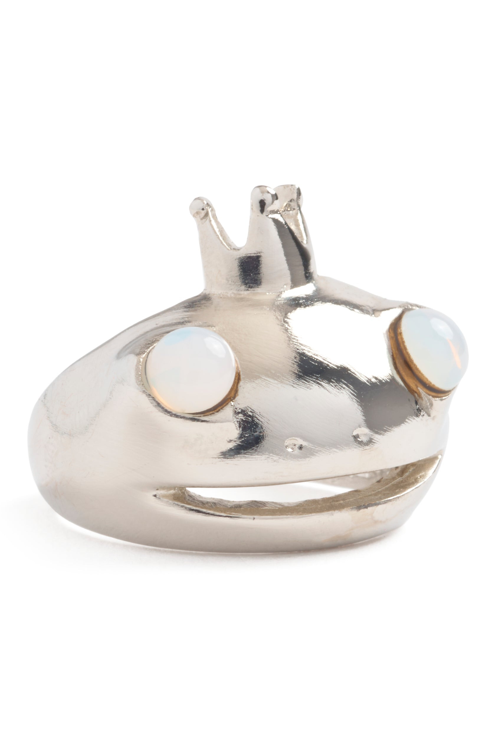 SILVER MOONSTONE FROG PRINCE RING - 3