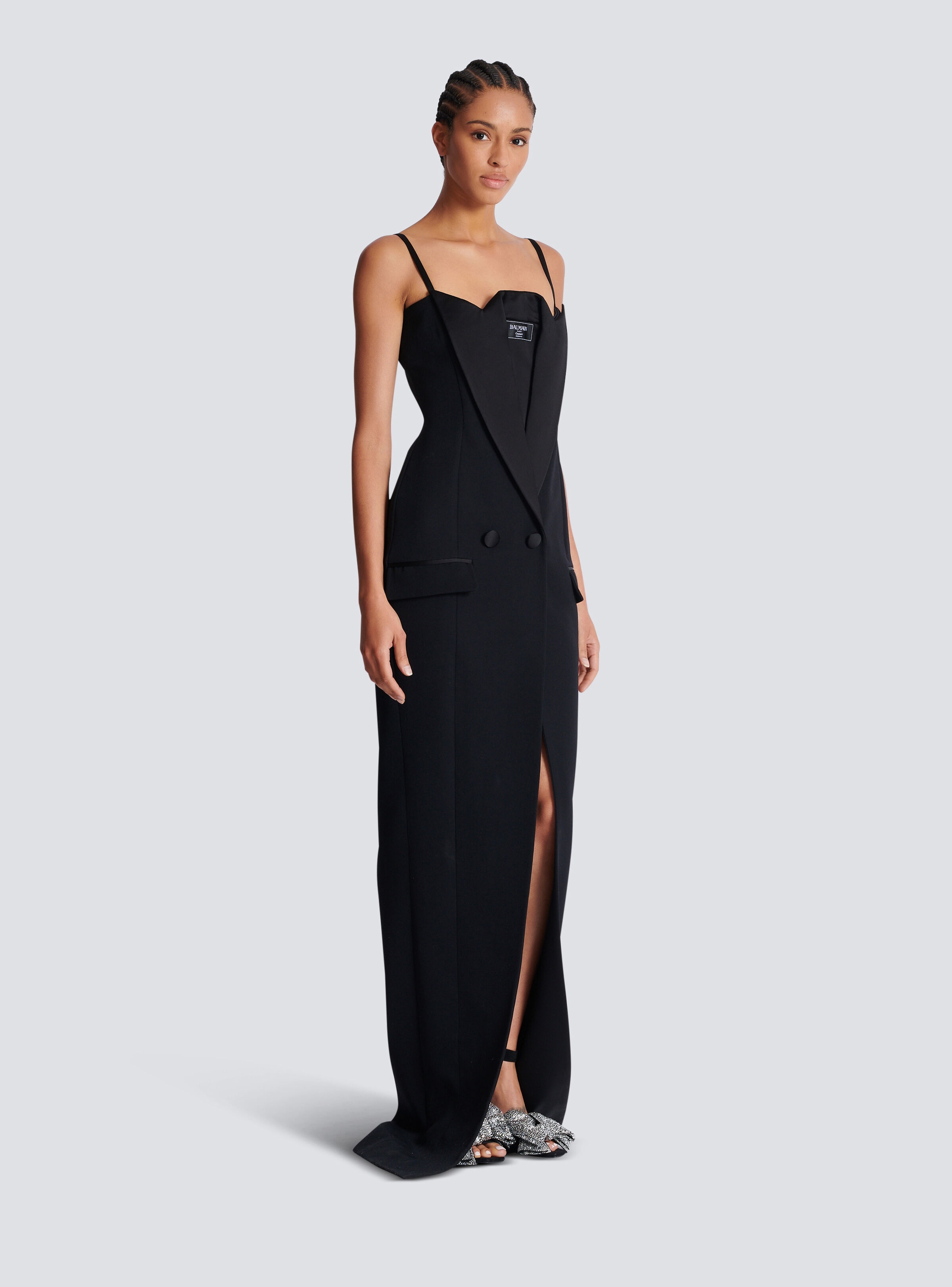Long strappy grain de poudre dress - 3