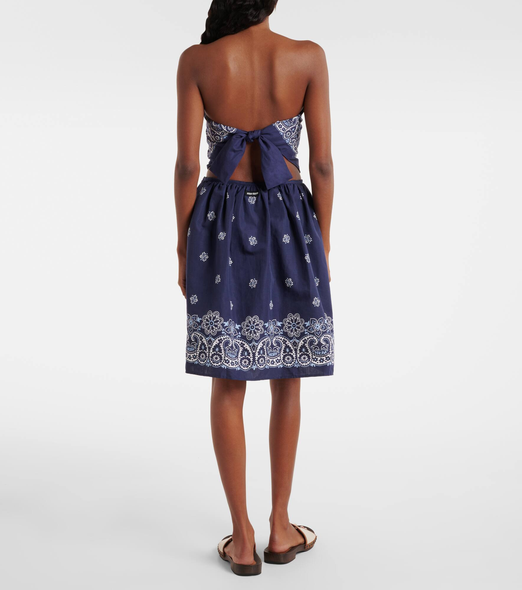 Bandana cotton and linen miniskirt - 3