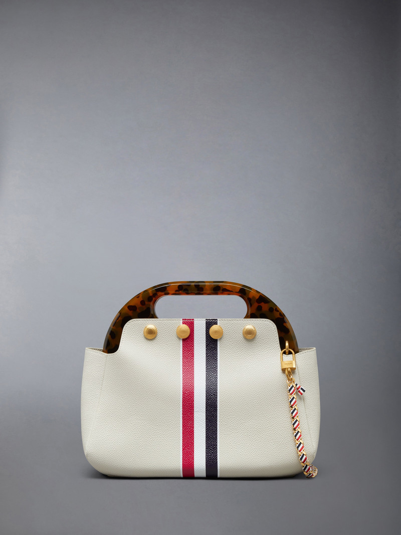 Thom Browne RWB STRIPE MINI TEVIOT BAG IN PEBBLE GRAIN LEATHER outlook