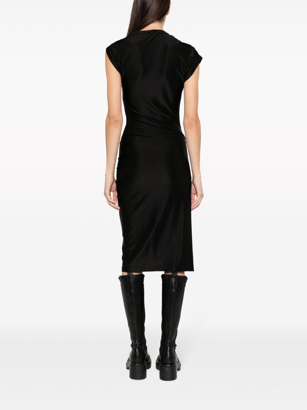 asymmetric draped midi dress - 4