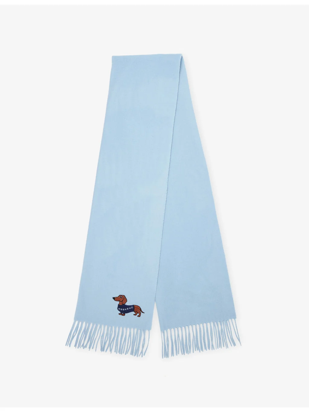 Embroidered-Logo Fringed Wool-And-Cashmere Scarf - 1