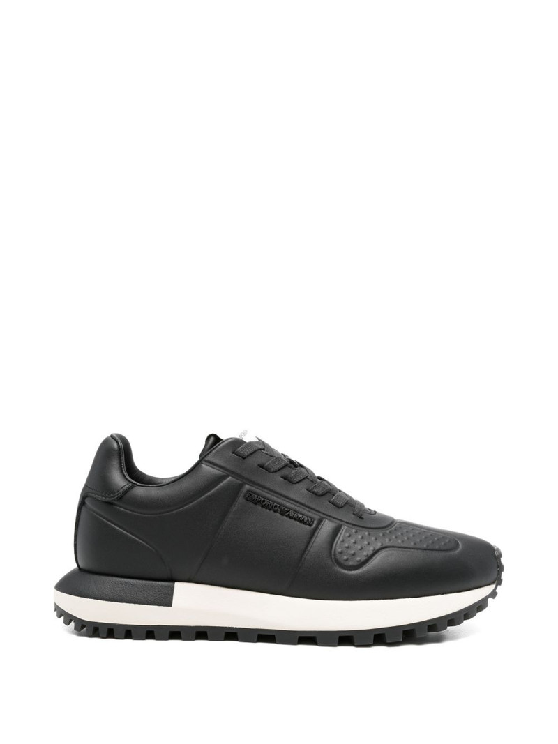 logo-plaque leather sneakers 1