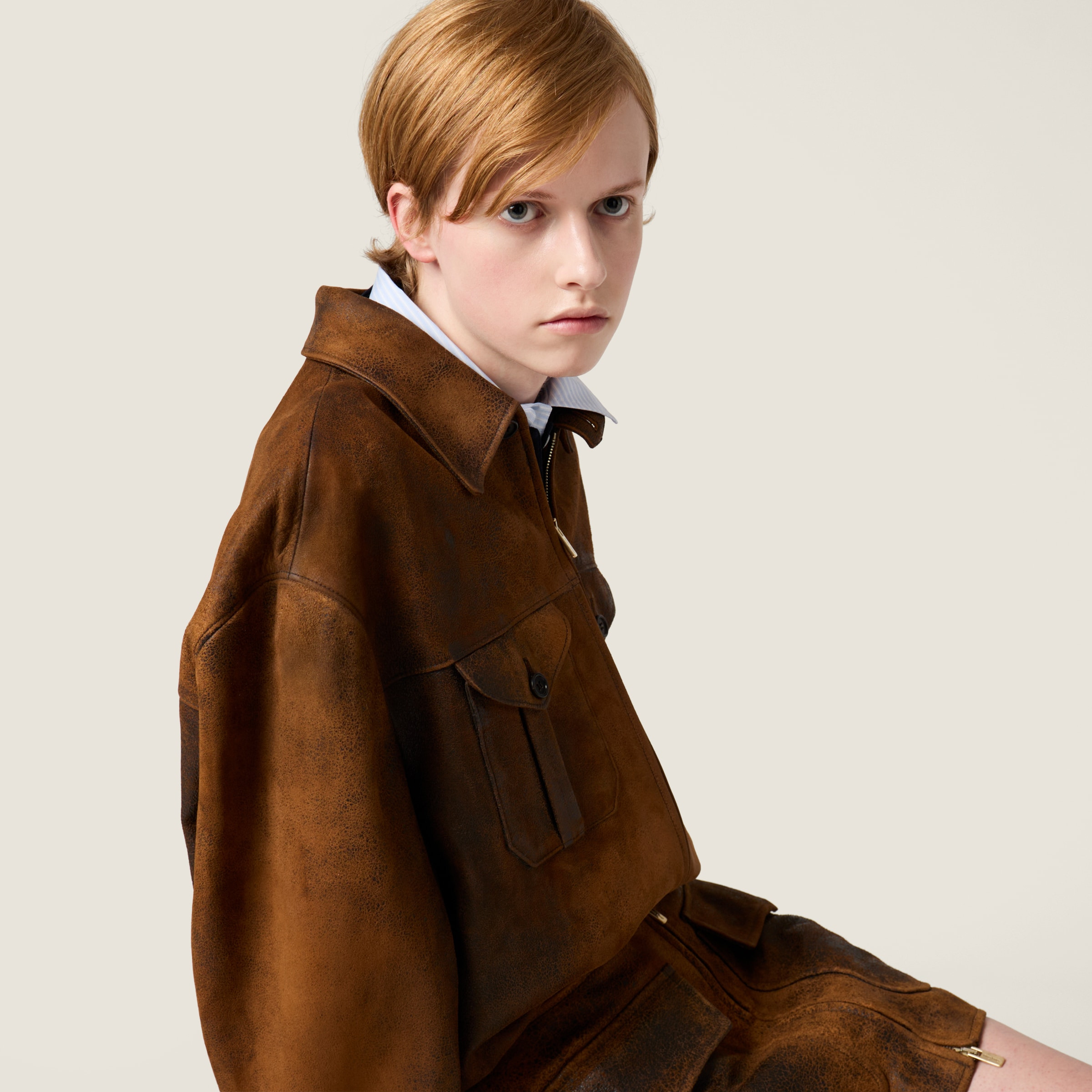 Waxed suede leather jacket - 6